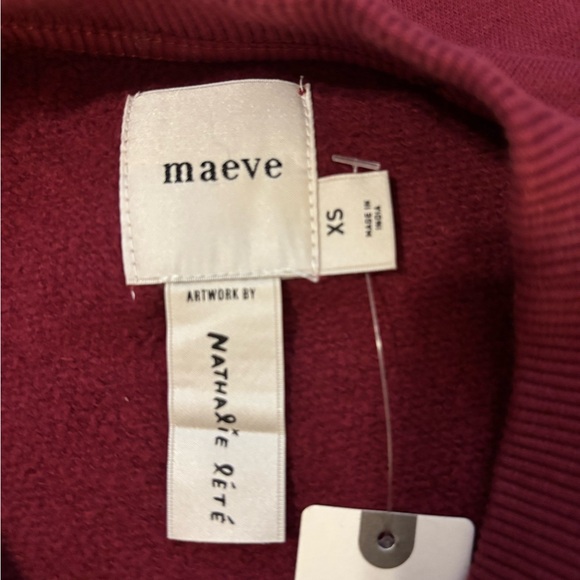 Maeve x Nathalie Lete Circus Long Sleeve Drawstring Top in Wine Size XS. NWT - Picture 8 of 12